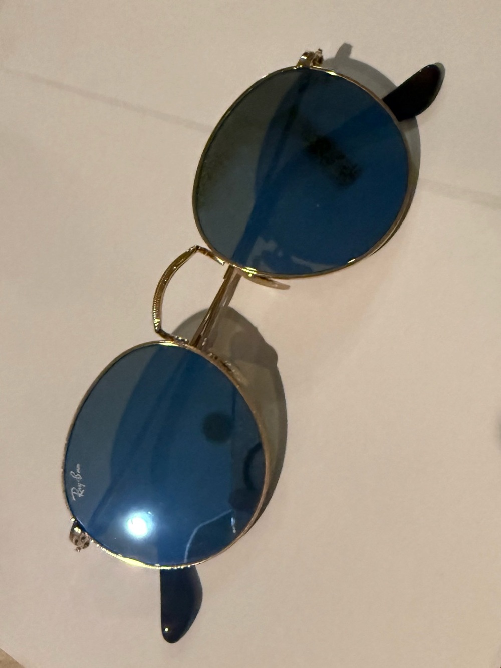 Ray-Ban Round Metal Sunglasses - Blue Lenses, Gold Frame